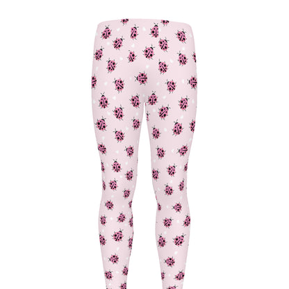 Pink Ladybug Pattern Print Men's leggings