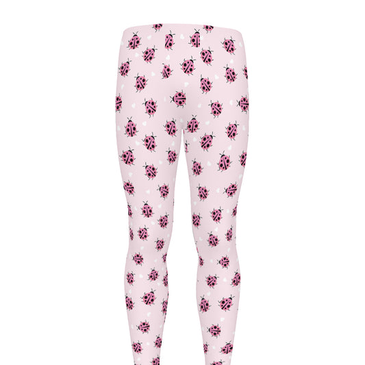 Pink Ladybug Pattern Print Men's leggings