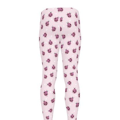 Pink Ladybug Pattern Print Men's leggings