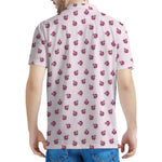 Pink Ladybug Pattern Print Men's Polo Shirt