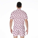 Pink Ladybug Pattern Print Men's Rompers