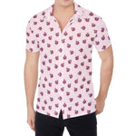 Pink Ladybug Pattern Print Men's Shirt