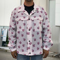 Pink Ladybug Pattern Print Men's Shirt Jacket