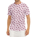 Pink Ladybug Pattern Print Men's Short Sleeve Rash Guard