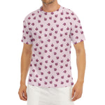 Pink Ladybug Pattern Print Men's Short Sleeve Rash Guard