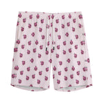 Pink Ladybug Pattern Print Men's Sports Shorts