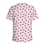 Pink Ladybug Pattern Print Men's Sports T-Shirt