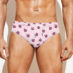 Pink Ladybug Pattern Print Men's Swim Briefs