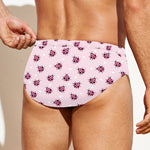 Pink Ladybug Pattern Print Men's Swim Briefs