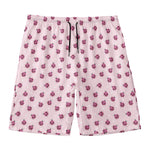 Pink Ladybug Pattern Print Men's Swim Trunks
