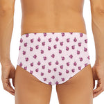 Pink Ladybug Pattern Print Men's Triangle Swim Briefs