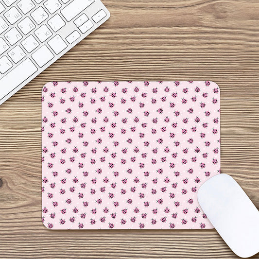 Pink Ladybug Pattern Print Mouse Pad