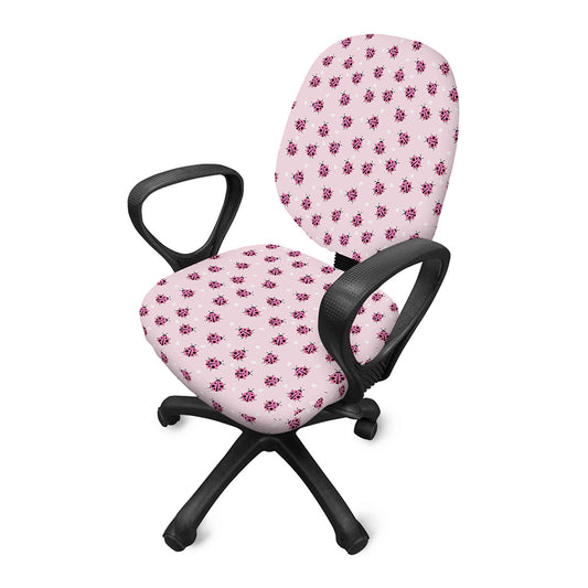 Pink Ladybug Pattern Print Office Chair Cover
