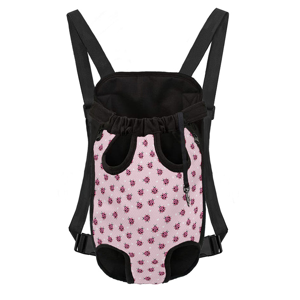 Pink Ladybug Pattern Print Pet Carrier Backpack