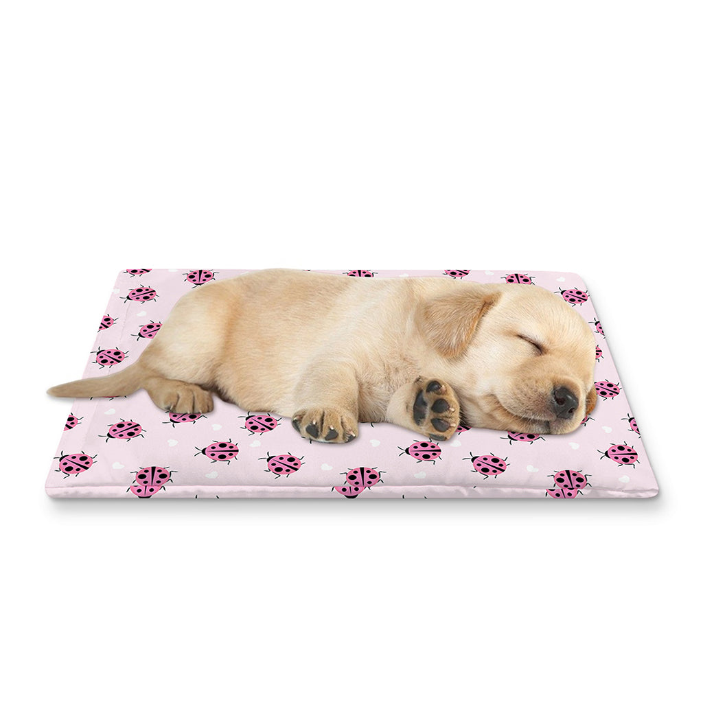 Pink Ladybug Pattern Print Pet Cooling Mat Cover