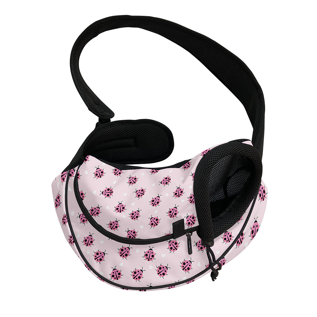 Pink Ladybug Pattern Print Pet Sling Carrier