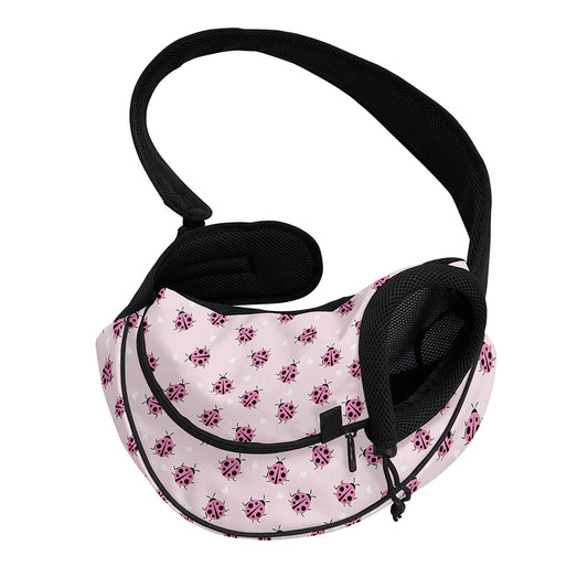 Pink Ladybug Pattern Print Pet Sling Carrier