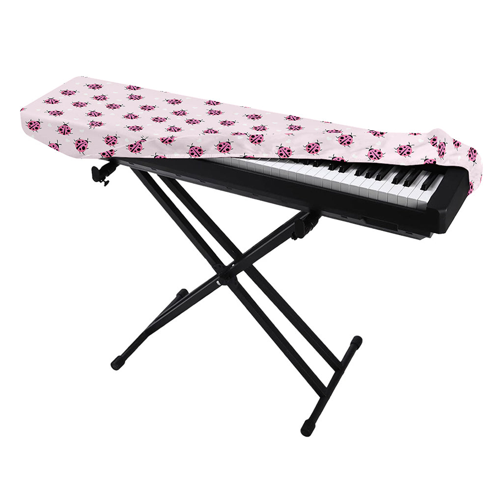 Pink Ladybug Pattern Print Piano Keyboard Cover