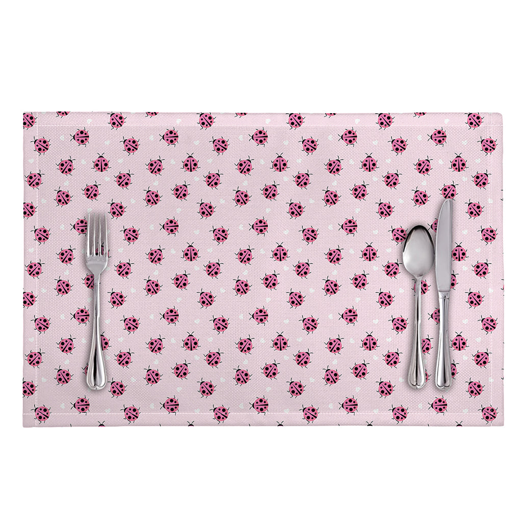 Pink Ladybug Pattern Print Placemat