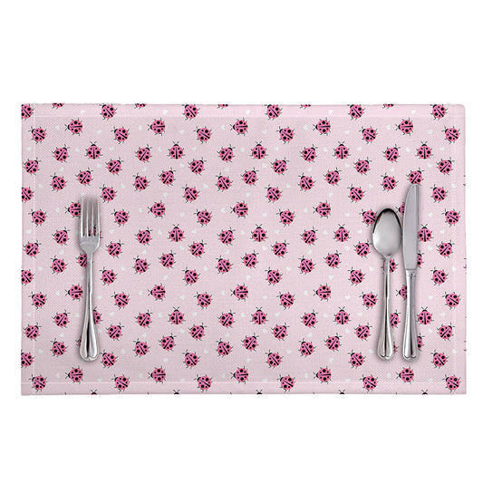 Pink Ladybug Pattern Print Placemat