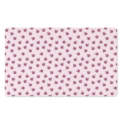 Pink Ladybug Pattern Print Polyester Doormat