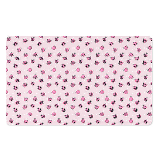 Pink Ladybug Pattern Print Polyester Doormat