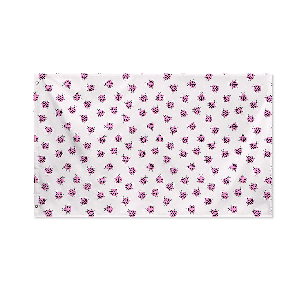 Pink Ladybug Pattern Print Polyester Flag