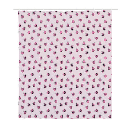 Pink Ladybug Pattern Print Polyester Shower Curtain