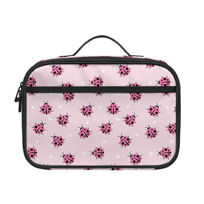 Pink Ladybug Pattern Print Portable Lunch Bag
