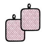 Pink Ladybug Pattern Print Pot Holders
