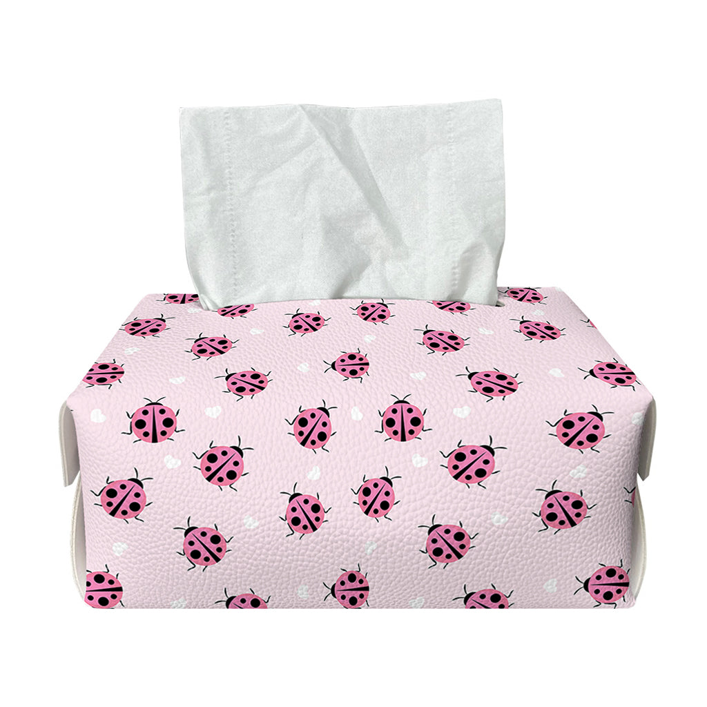 Pink Ladybug Pattern Print Rectangle Tissue Box Cover