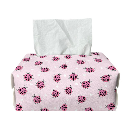 Pink Ladybug Pattern Print Rectangle Tissue Box Cover