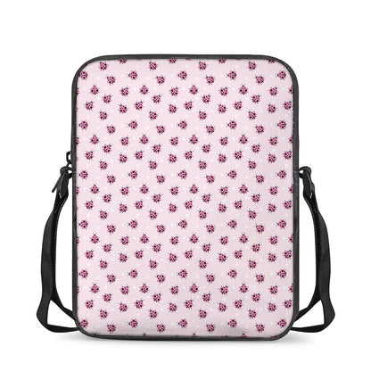 Pink Ladybug Pattern Print Rectangular Crossbody Bag