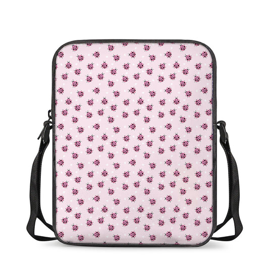 Pink Ladybug Pattern Print Rectangular Crossbody Bag