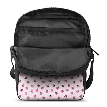 Pink Ladybug Pattern Print Rectangular Crossbody Bag