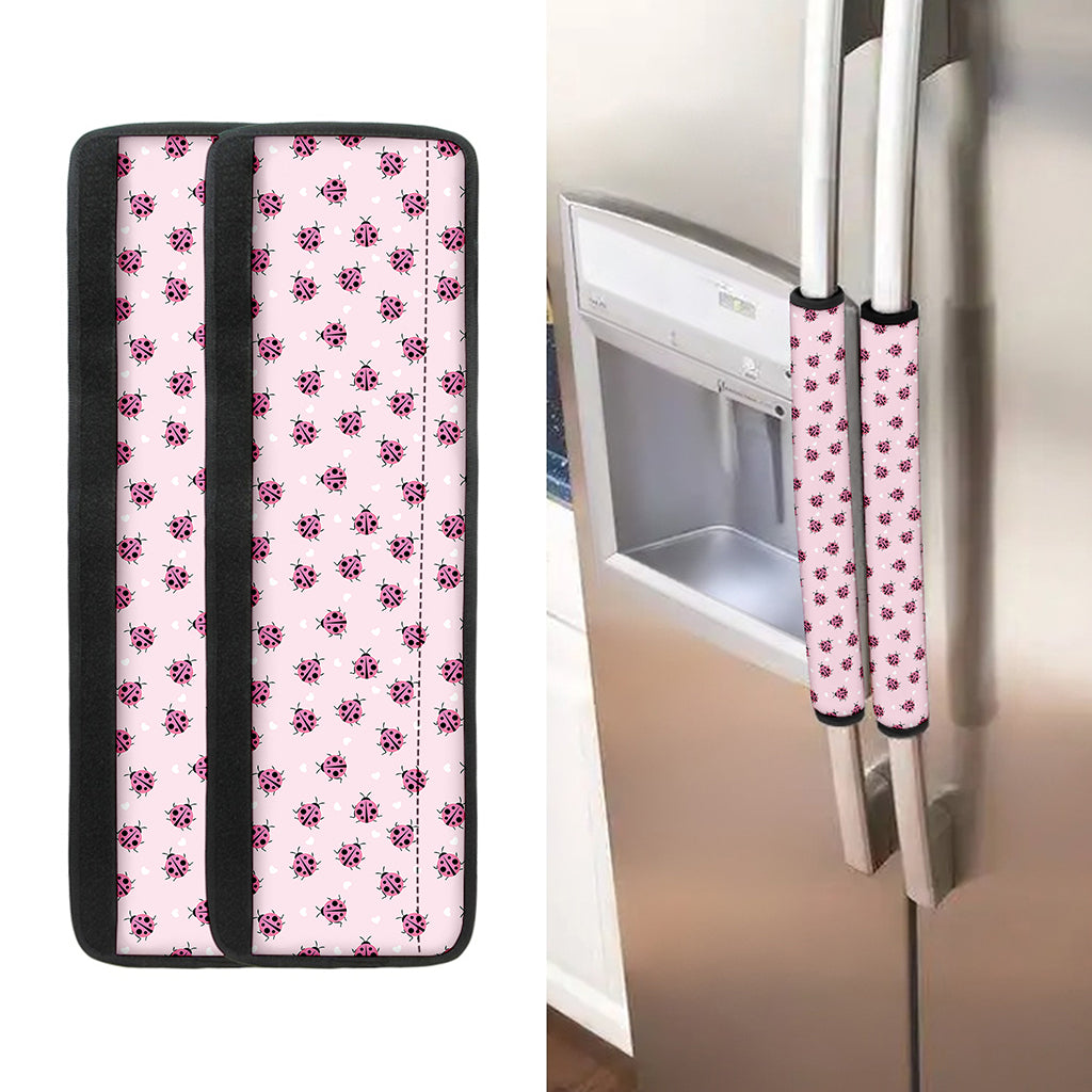 Pink Ladybug Pattern Print Refrigerator Handle Covers
