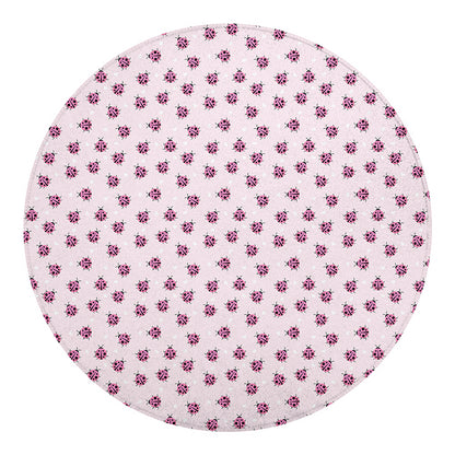 Pink Ladybug Pattern Print Round Blanket