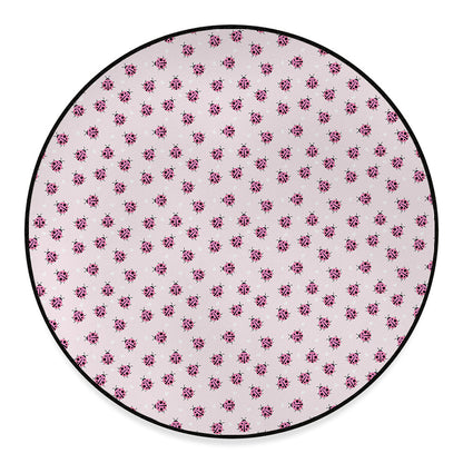 Pink Ladybug Pattern Print Round Floor Mat
