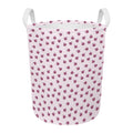 Pink Ladybug Pattern Print Round Laundry Basket