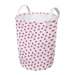 Pink Ladybug Pattern Print Round Laundry Basket