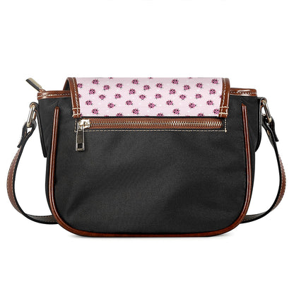 Pink Ladybug Pattern Print Saddle Bag