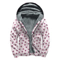 Pink Ladybug Pattern Print Sherpa Lined Zip Up Hoodie