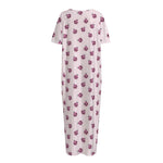 Pink Ladybug Pattern Print Short Sleeve Long Nightdress