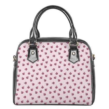 Pink Ladybug Pattern Print Shoulder Handbag