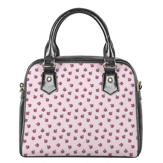 Pink Ladybug Pattern Print Shoulder Handbag
