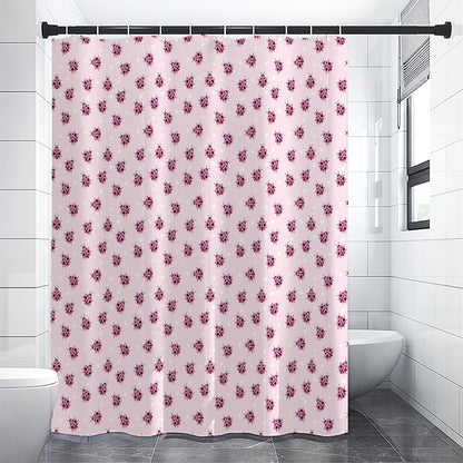 Pink Ladybug Pattern Print Shower Curtain