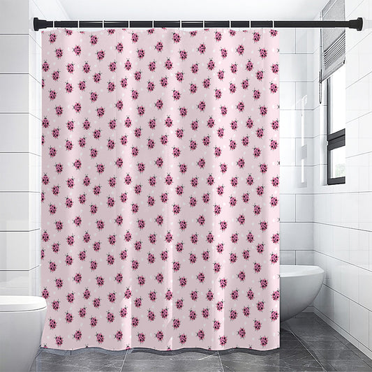 Pink Ladybug Pattern Print Shower Curtain