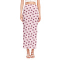 Pink Ladybug Pattern Print Side Slit Maxi Skirt
