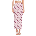 Pink Ladybug Pattern Print Side Slit Maxi Skirt