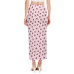 Pink Ladybug Pattern Print Side Slit Maxi Skirt